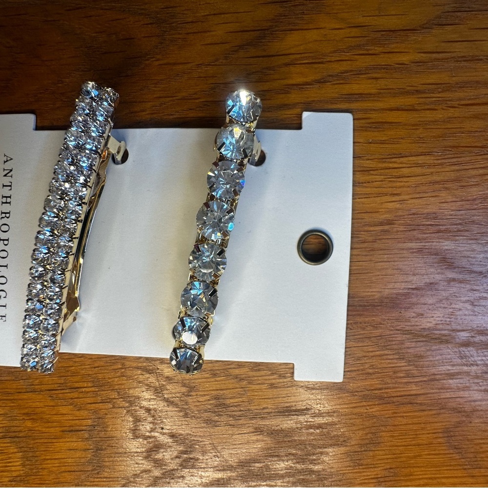Anthropologie Crystal Gold and Silver Hair Barrettes - Picture 2 of 5